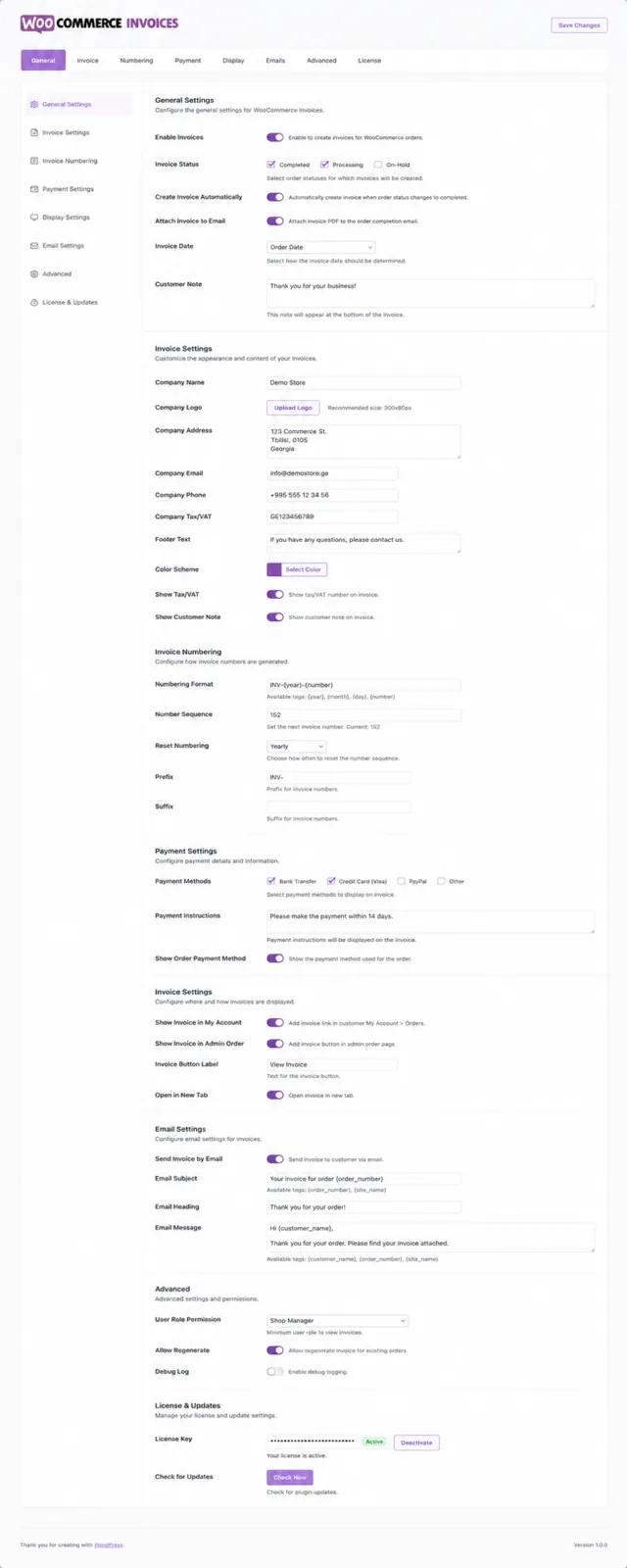 Woocommerce Invoices